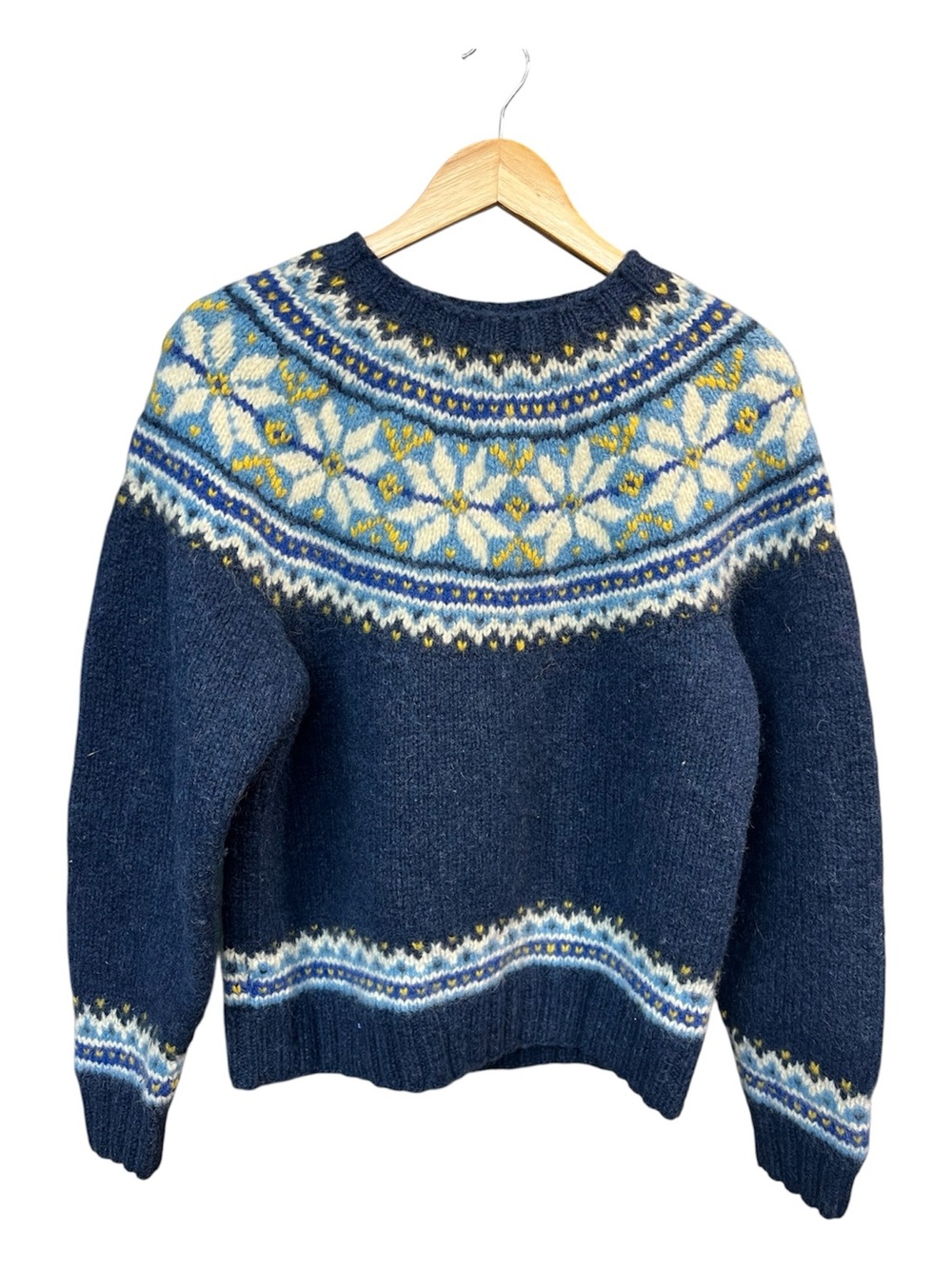 Brooks Brothers Fair Isle Wool Sweater Women Medium Nordic Blue Cozy